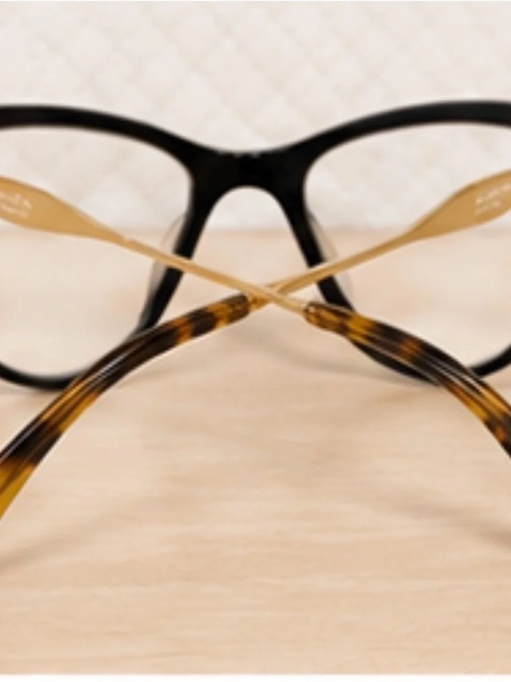 Prada Black Cat-Eye Eyeglasses Gold & Tortoiseshell VPR 02Y-F